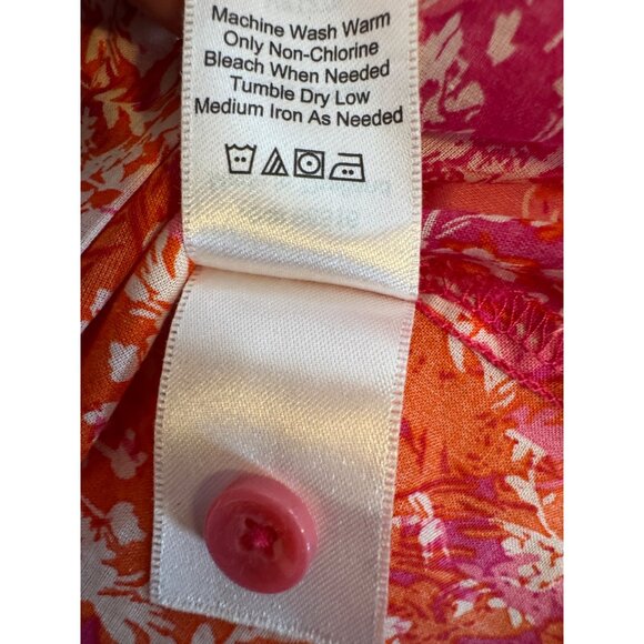 2/$30 Coldwater Creek XL 16 Floral Button-Up Blouse Pink & Orange - Picture 10 of 15